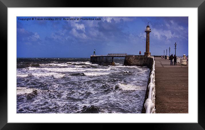 Along The Harbour Wall Whitby Framed Mounted Print by Trevor Kersley RIP