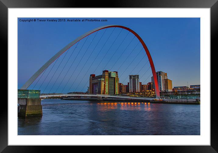 Gateshead Millennium Bridge Colours Framed Mounted Print by Trevor Kersley RIP
