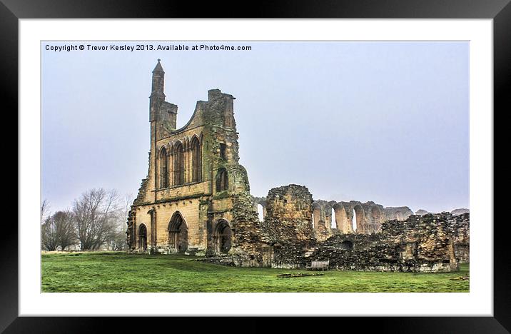 Byland Abbey Ruins Framed Mounted Print by Trevor Kersley RIP