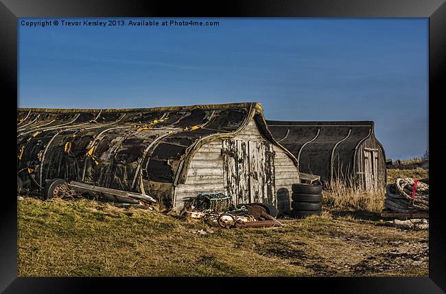 Fishermans Huts Framed Print by Trevor Kersley RIP