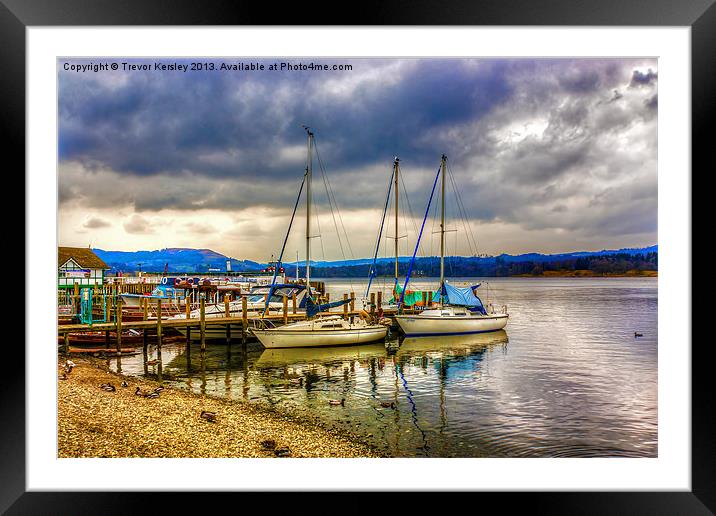 Yachts on Lake Windermere Framed Mounted Print by Trevor Kersley RIP