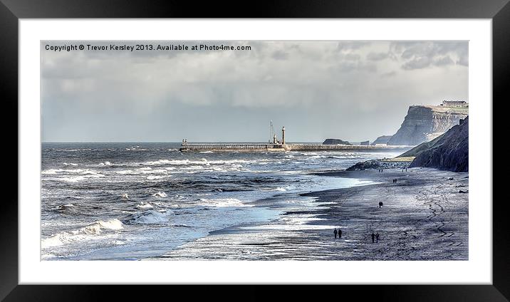 Along the Beach to Whitby Framed Mounted Print by Trevor Kersley RIP