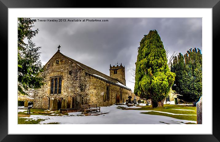 The Church at Muker Yorks Dales Framed Mounted Print by Trevor Kersley RIP