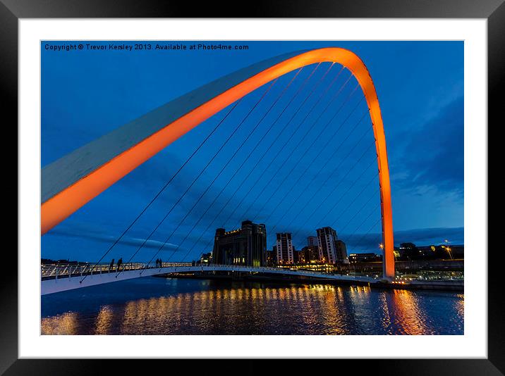 Gateshead at Night Framed Mounted Print by Trevor Kersley RIP