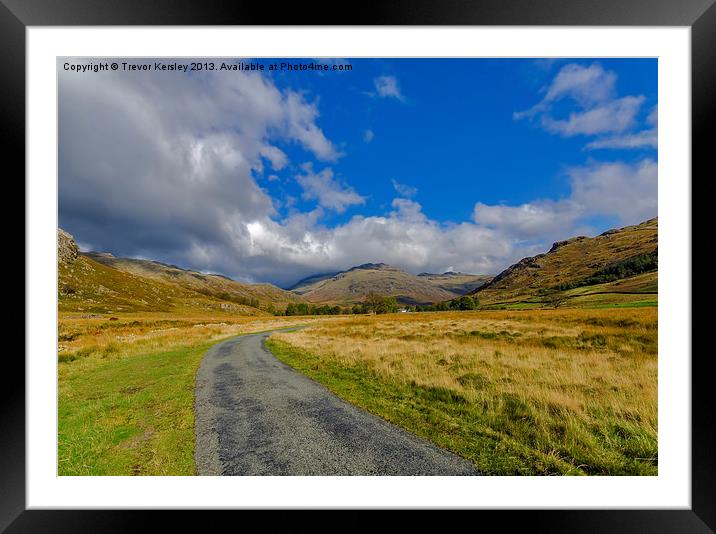 Towards Wrynose Pass Framed Mounted Print by Trevor Kersley RIP