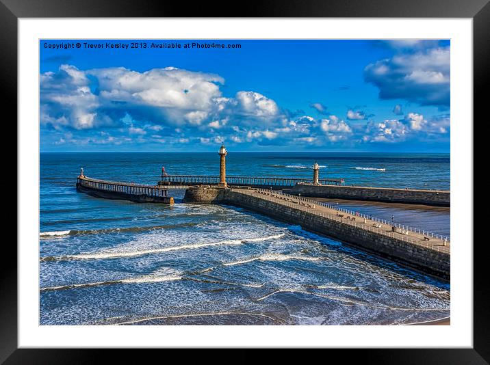 Harbour Entrance Whitby Framed Mounted Print by Trevor Kersley RIP