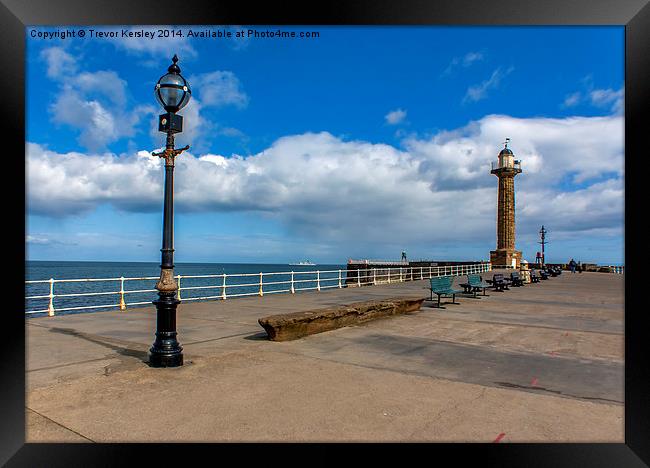 Whitby Harbour Walkway Framed Print by Trevor Kersley RIP