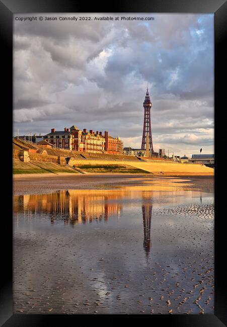 Blackpool Beach Reflections Framed Print by Jason Connolly