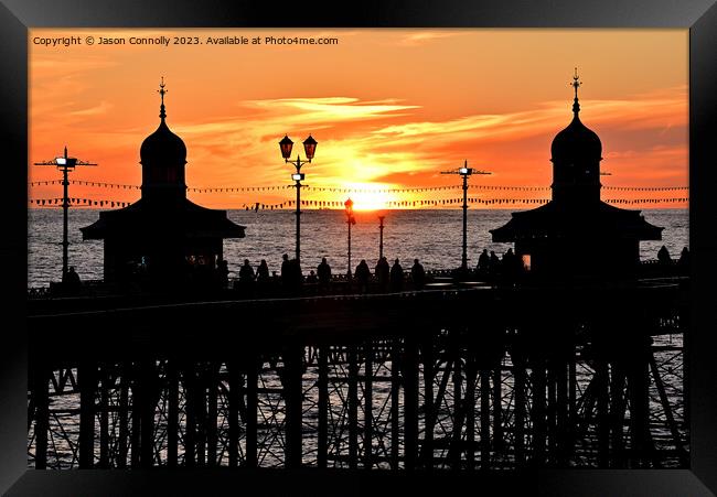Sunset Over North Pier, Blackpool Framed Print by Jason Connolly