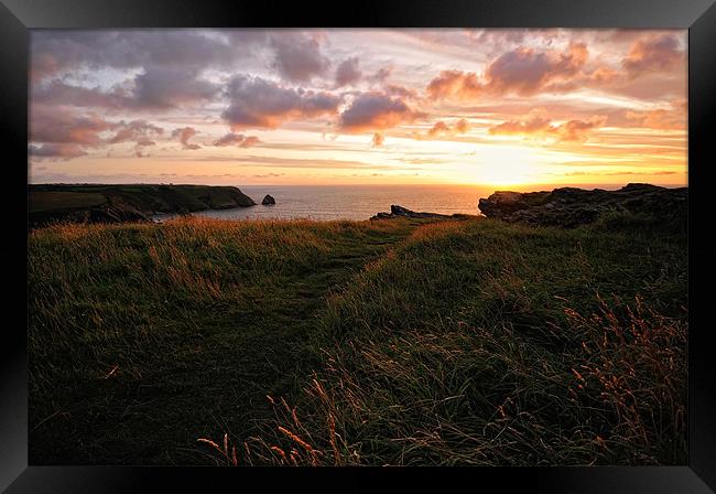 Cornish Headland Sunset Framed Print by Jason Connolly