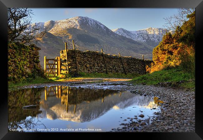 Puddle Lane Little Langdale Framed Print by Jason Connolly