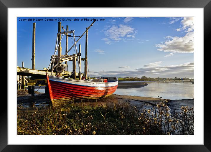 Little Red Boat, Skippool Framed Mounted Print by Jason Connolly