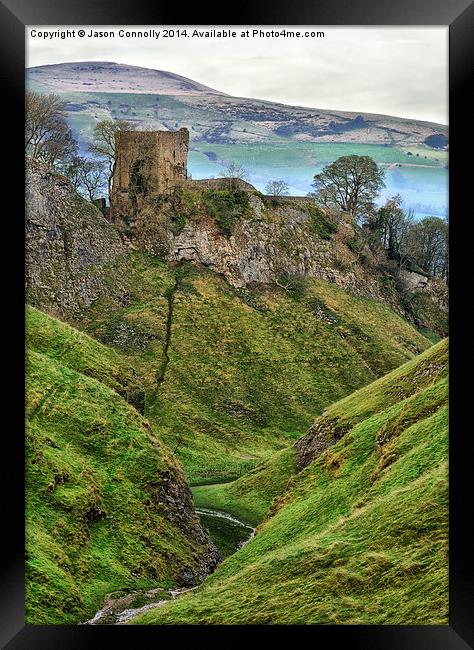  Peveril Castle And Cave Dale Framed Print by Jason Connolly