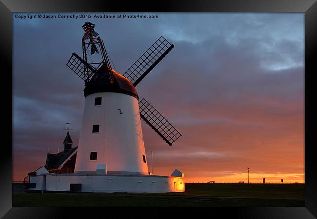  Lytham Windmill Sunset Framed Print by Jason Connolly