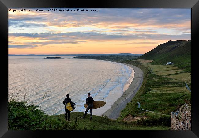  Rhossili Sunset Framed Print by Jason Connolly