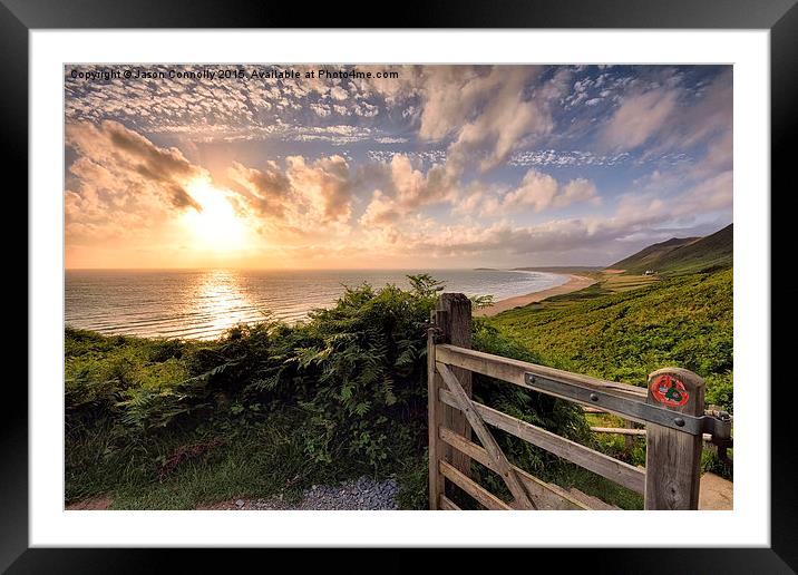  Rhossili Sunset Framed Mounted Print by Jason Connolly