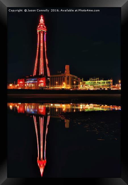 Blackpool Tower By Night Framed Print by Jason Connolly