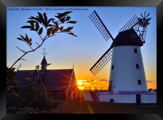Lytham Windmill At Sunset Framed Print by Jason Connolly
