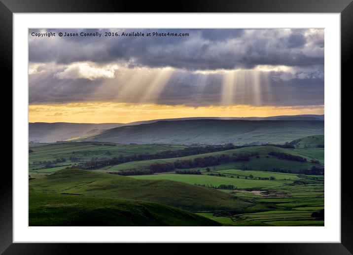 Derbyshire Sunrays Framed Mounted Print by Jason Connolly