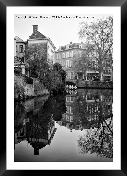Black And White Bruges Framed Mounted Print by Jason Connolly