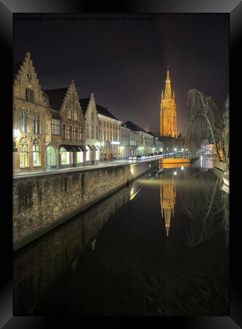 Bruges By Night. Framed Print by Jason Connolly