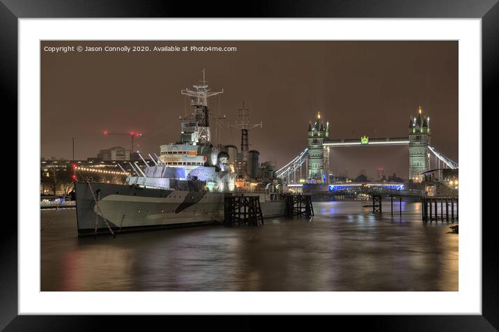 HMS Belfast London. Framed Mounted Print by Jason Connolly