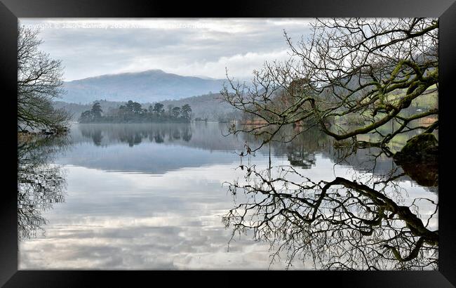 Rydal Water Reflections. Framed Print by Jason Connolly