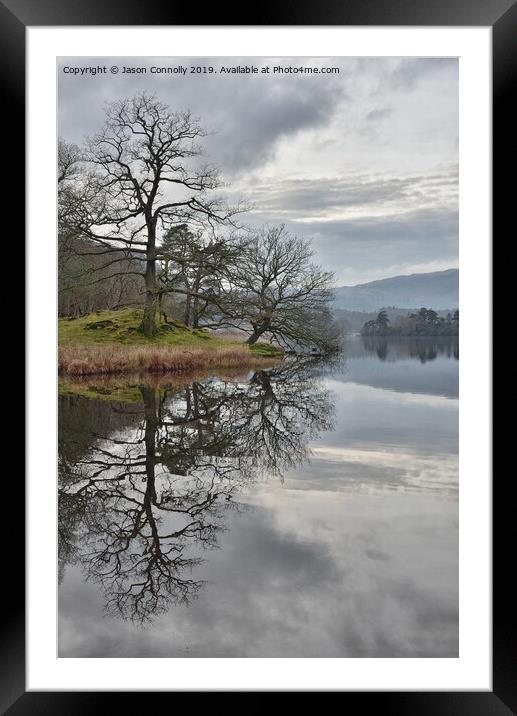 Rydal Water Reflections. Framed Mounted Print by Jason Connolly