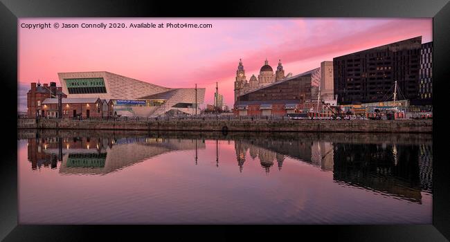 Liverpool Sunrise Reflections. Framed Print by Jason Connolly