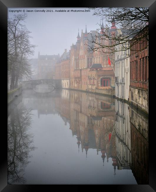Morning Mist, Bruges. Framed Print by Jason Connolly