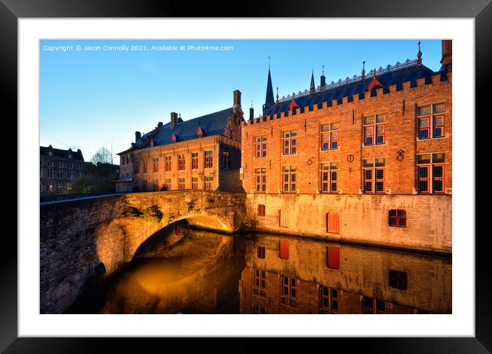 Bruges Canal Reflections. Framed Mounted Print by Jason Connolly