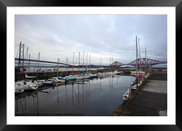 Queensferry Harbour and Bridges Framed Mounted Print by Tom Gomez