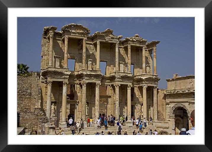 Library of Celsus Framed Mounted Print by Tom Gomez