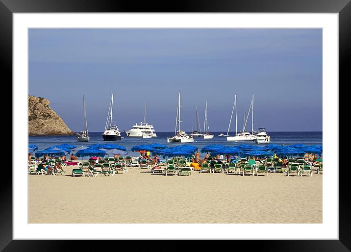 Yachts and Beach Umbrellas Framed Mounted Print by Tom Gomez