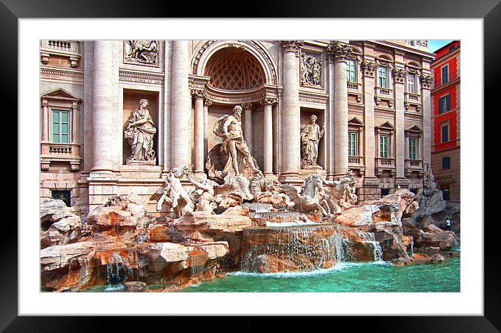 Trevi Fountain Framed Mounted Print by Tom Gomez