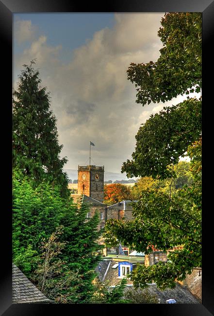 Town House through the trees Framed Print by Tom Gomez