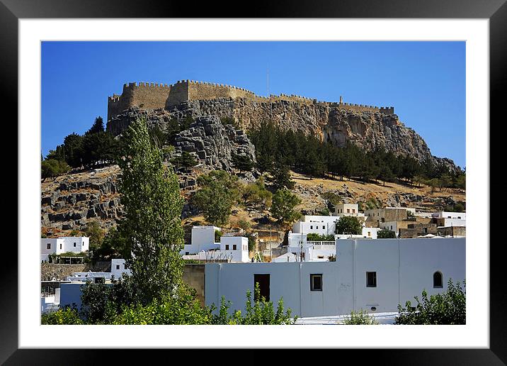 The Acropolis at Lindos Framed Mounted Print by Tom Gomez