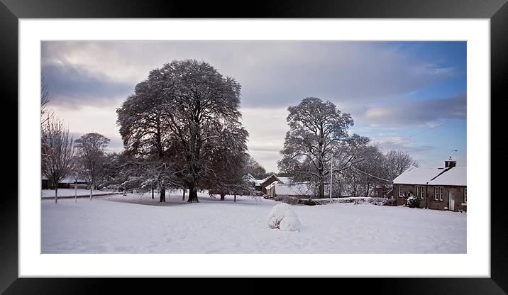 Snow on the Village Green Framed Mounted Print by Tom Gomez