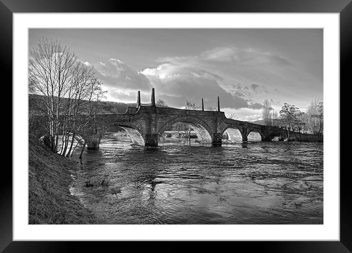 Wade's Bridge at Aberfeldy - B&W Framed Mounted Print by Tom Gomez