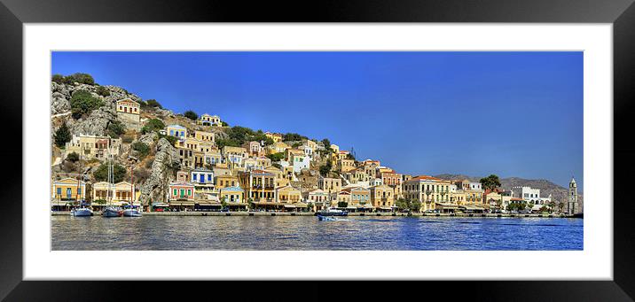 Symi Town Panorama Framed Mounted Print by Tom Gomez