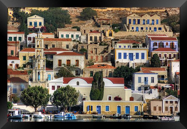 Chalki Bell Tower Framed Print by Tom Gomez