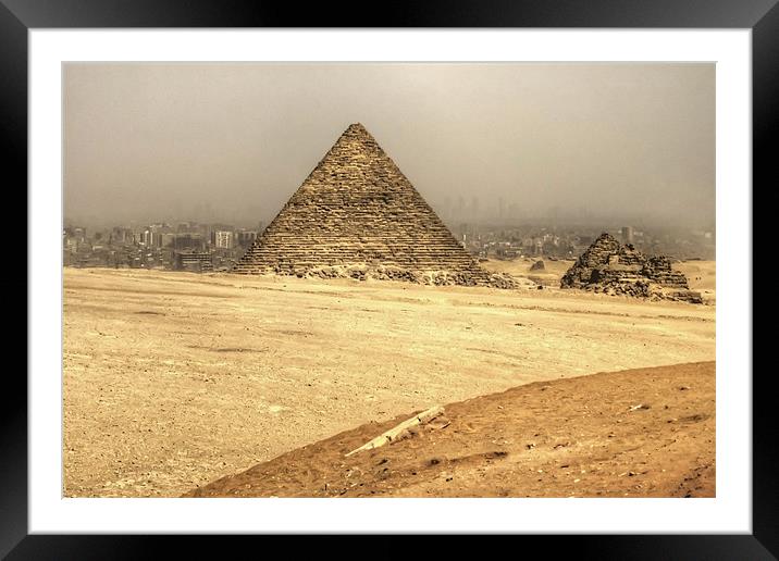 Menkaures Pyramid Framed Mounted Print by Tom Gomez