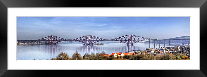 Train on the Forth Bridge Framed Mounted Print by Tom Gomez