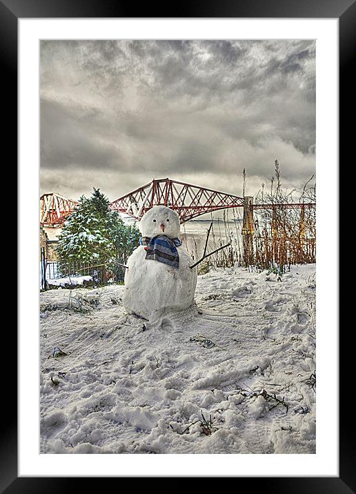 Snowman Framed Mounted Print by Tom Gomez