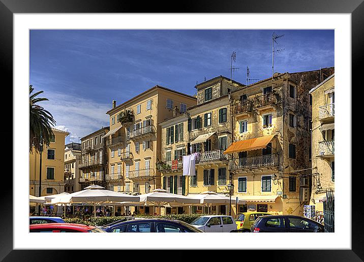 Living in Corfu Town Framed Mounted Print by Tom Gomez