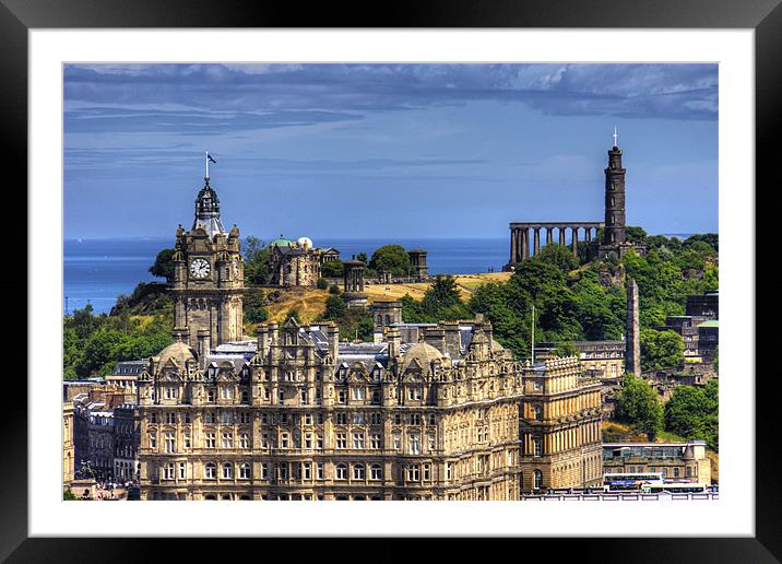 Calton Hill behind the Balmoral Framed Mounted Print by Tom Gomez