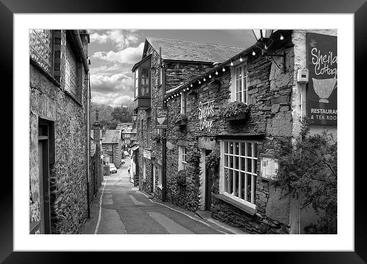 Slate Houses in the Lake District B&W Framed Mounted Print by Tom Gomez