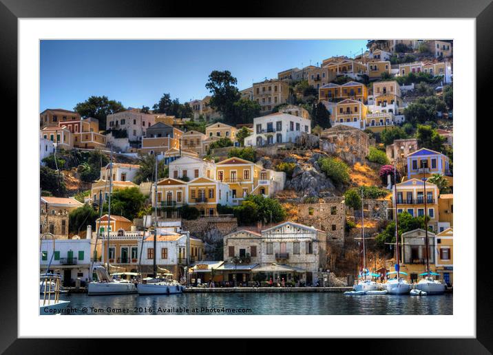 Yachts in Symi Framed Mounted Print by Tom Gomez