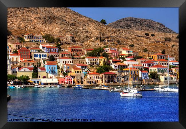 The Waterfront on Chalki Framed Print by Tom Gomez