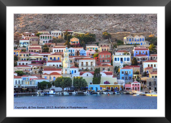 Chalki Waterfront Framed Mounted Print by Tom Gomez